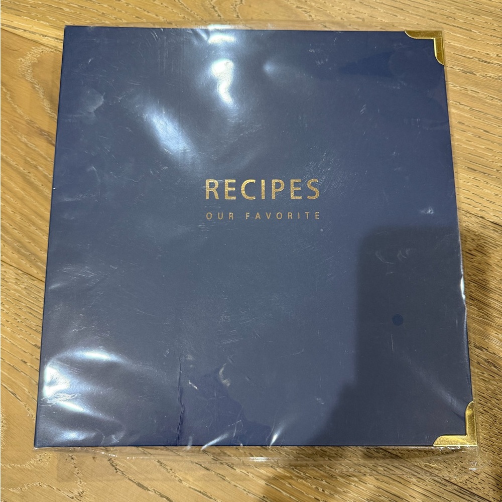 Elegant Navy Recipe Book with Gold Accents